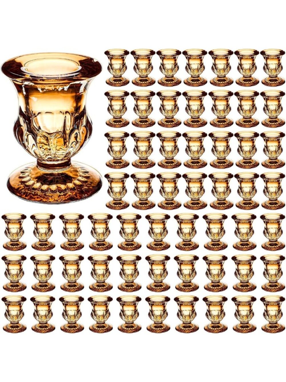 Rustic Clear Glass Taper Candle Holders - 2.5 Inch Set for Wedding & Home Decor